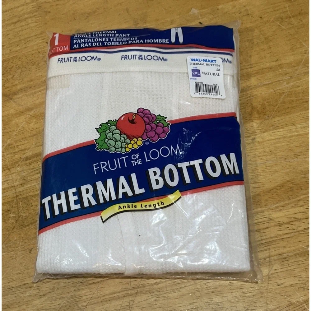 2001 New‎ Fruit of the Loom Thermal Underwear Bottoms Men's 2XL Natural